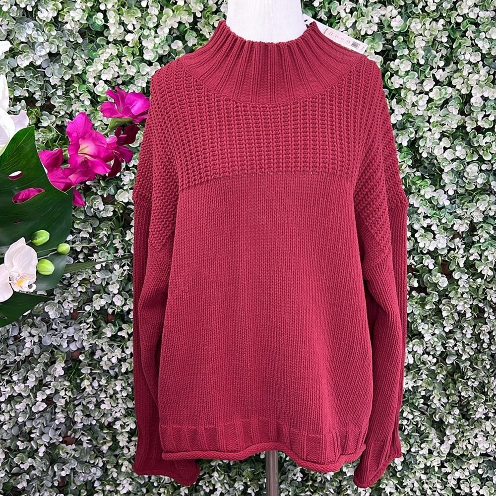 Elizabeth and James Garnet Red Soft Turtleneck Sweater NEW